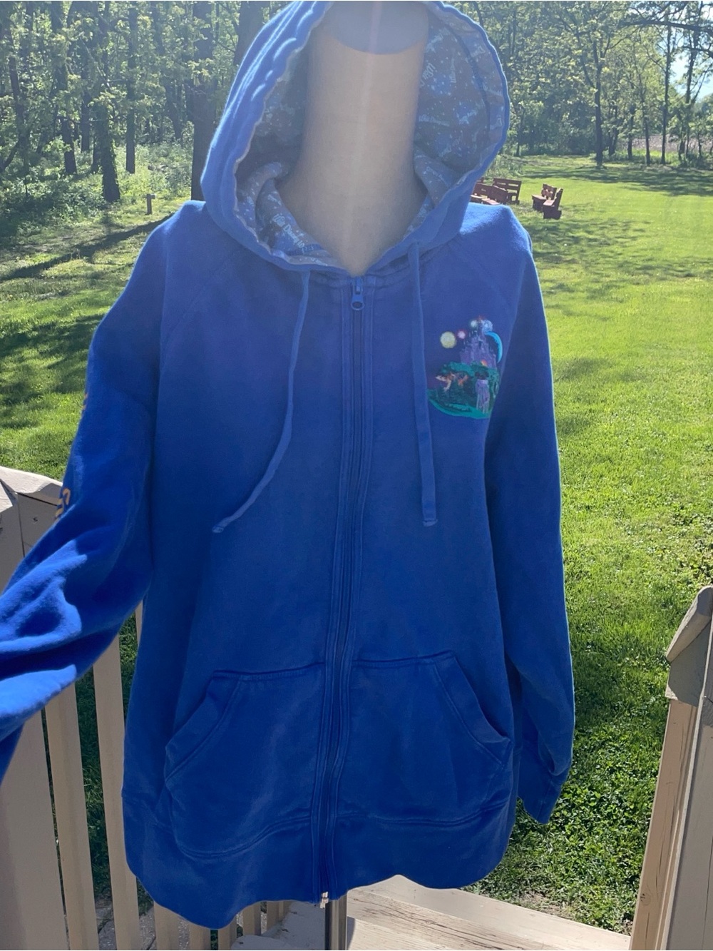 Disney Blue Full-Zip Hooded Sweatshirt-pockets -lightweight -colorful